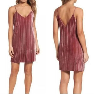 BARDOT ~ Dusty Pink Velvet Ribbed Mini Dress Sz 4 XS
